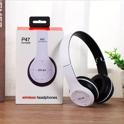 Premium Wireless Bluetooth P-47 Headphones – Deep Bass & Noise Cancelling