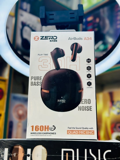 Zero Airbuds A34 True Wireless Earbuds – Premium Sound & Smart Touch Controls