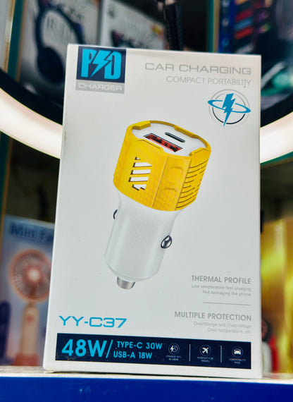 Super Fast PD Car Charger – Dual Port USB-C & QC 3.0 Rapid Charger