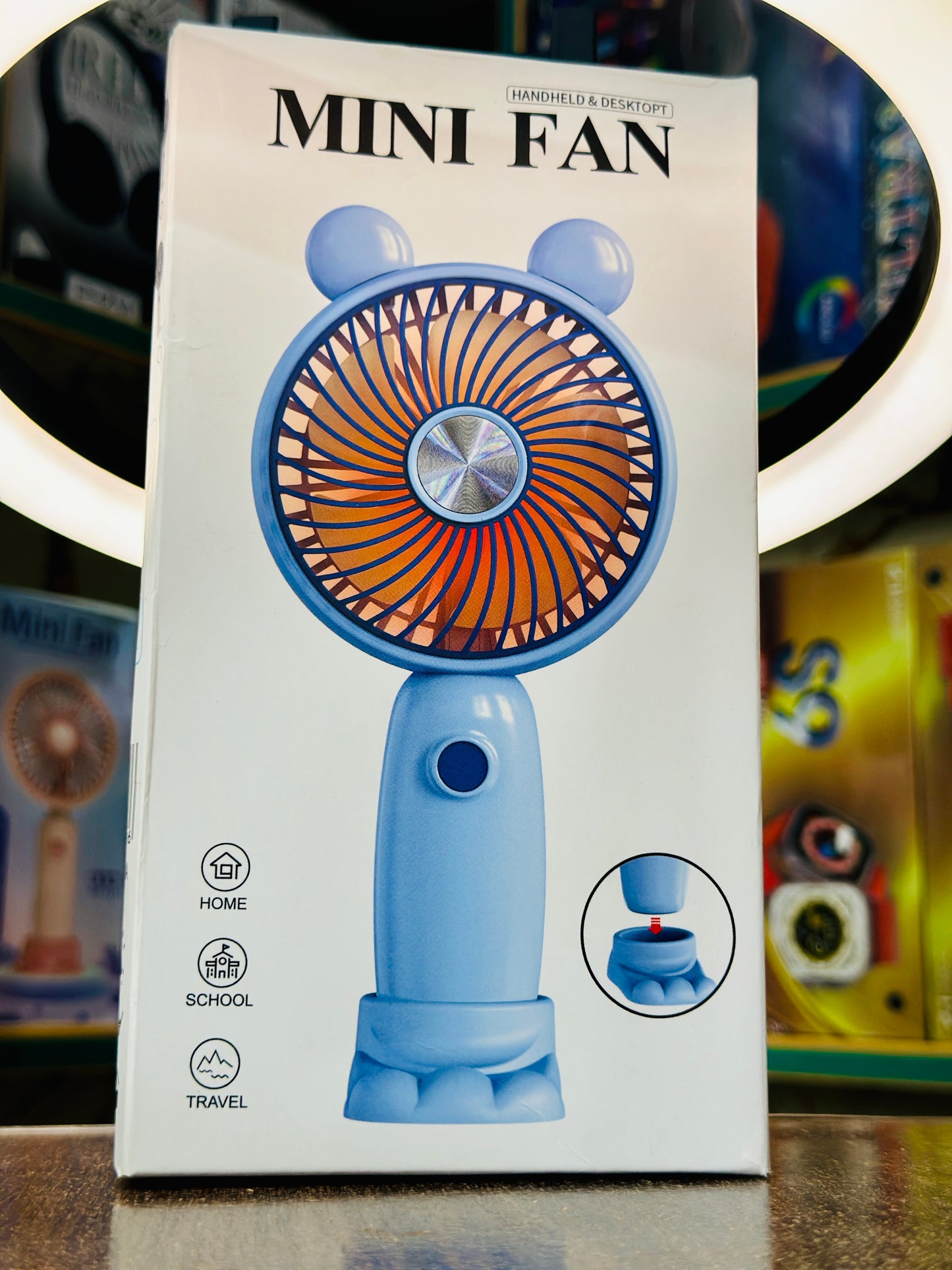 Portable Mini Desk Fan – 3-Speed USB Rechargeable Personal Fan, Quiet Operation & 180° Adjustable Head, Compact Cooling Fan for Home, Office, and Travel