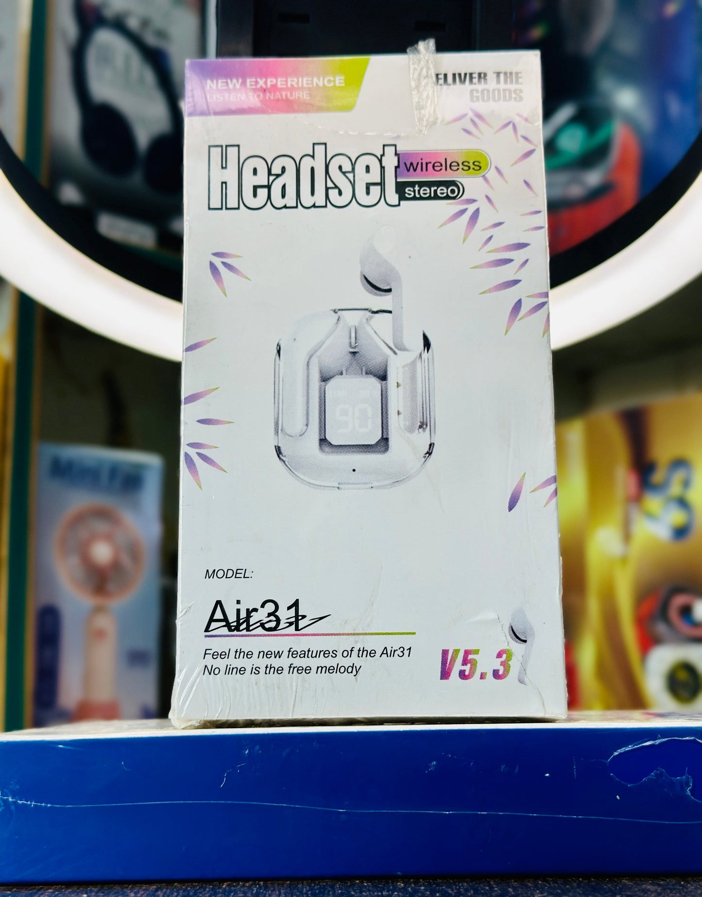 Air31 Wireless Earbuds – Transparent Crystal Design TWS Bluetooth 5.3 Headphones with ENC Noise Cancellation, HiFi Stereo, Touch Control & LED Power Display